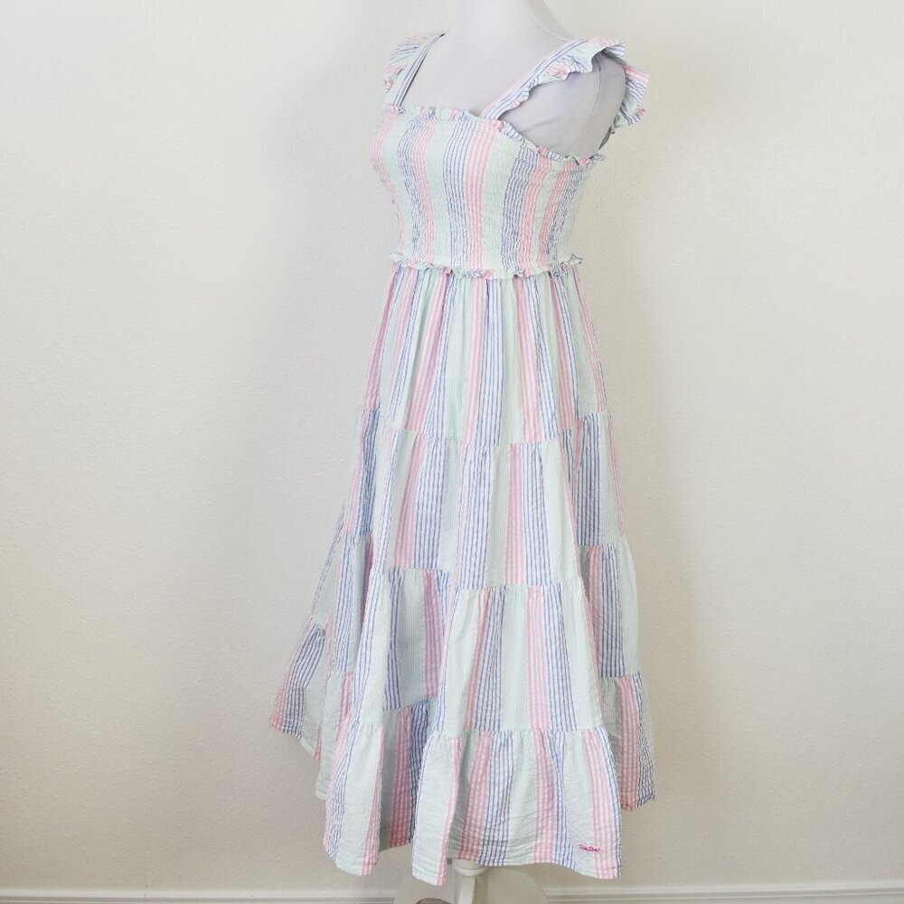 Ruffle Butts Women's Smocked Seersucker Flutter Strap Dress - XS - Picture 4 of 9